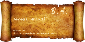Beregi Anikó névjegykártya